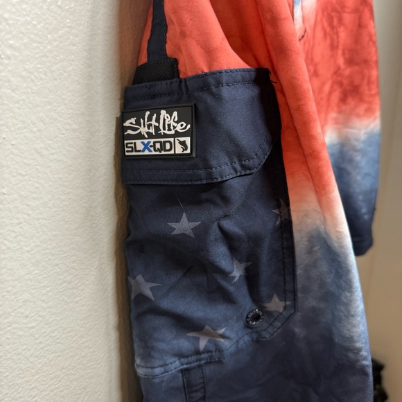 SALT LIFE Ameriskinz Boardshorts Side Pocket Anti-Rash Vapor Stretch Men’s 38 - Picture 4 of 8